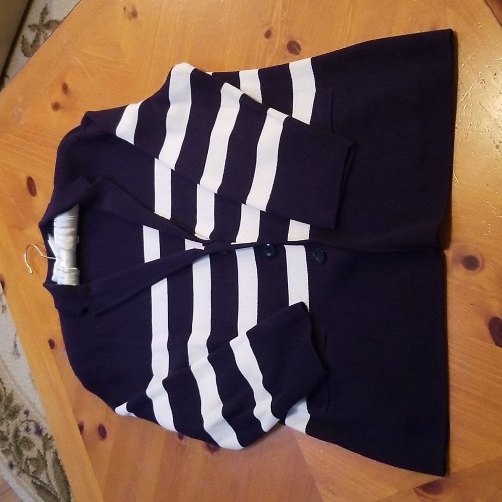 Talbot's Blue & White Sweater with Buttons